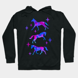 Nebula Watercolor Horses (White Background) Hoodie